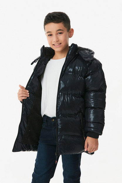 Unisex Children's Puffer Coat with Printed Zipper