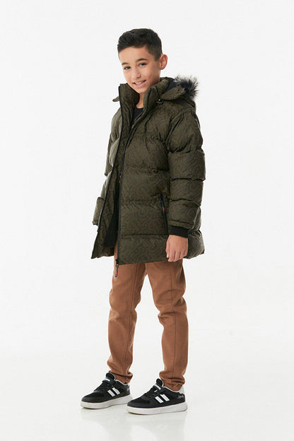 Printed Hooded Unisex Children's Puffer Coat