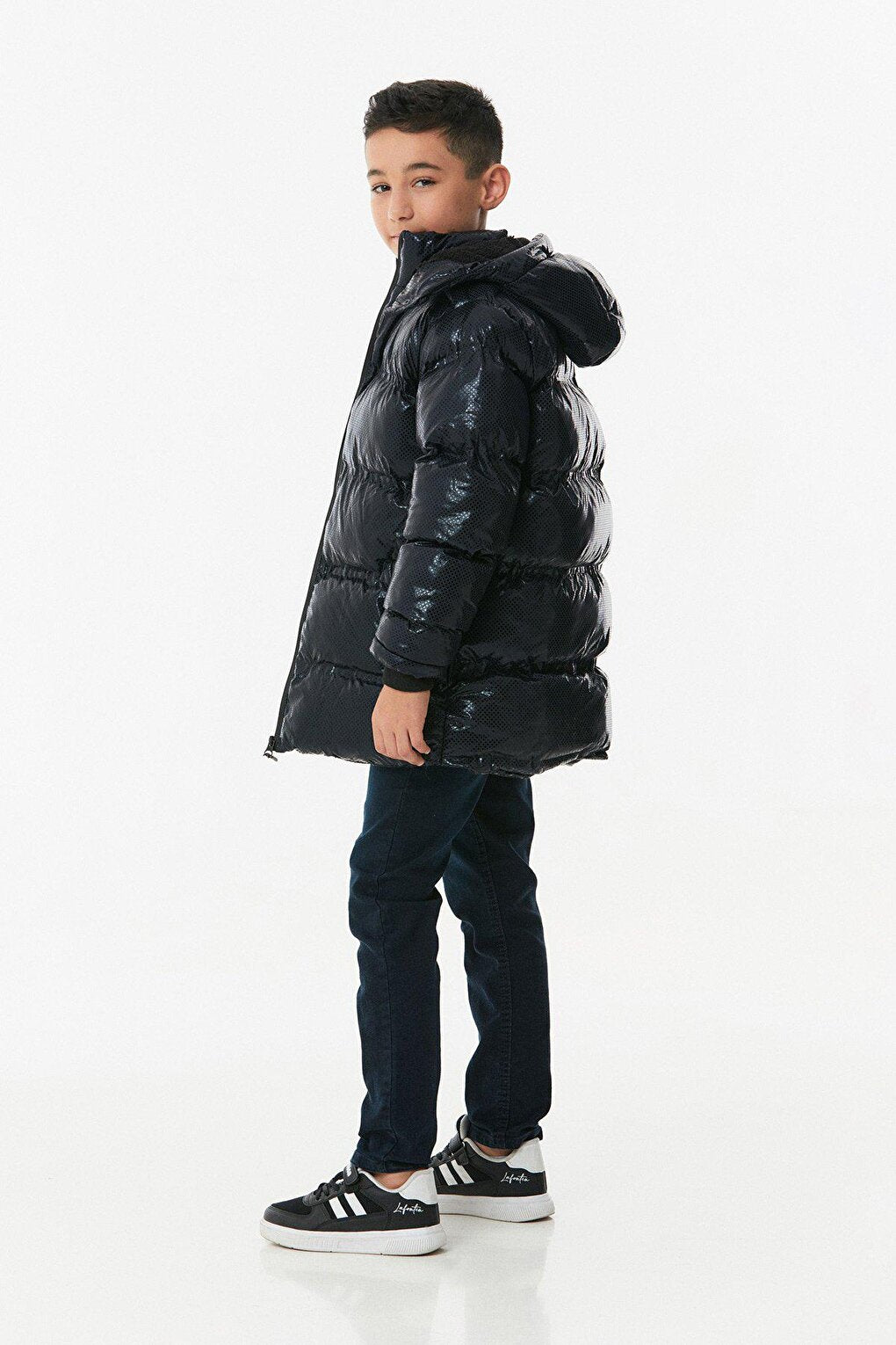 Unisex Children's Puffer Coat with Printed Zipper