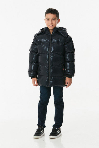 Unisex Children's Puffer Coat with Printed Zipper