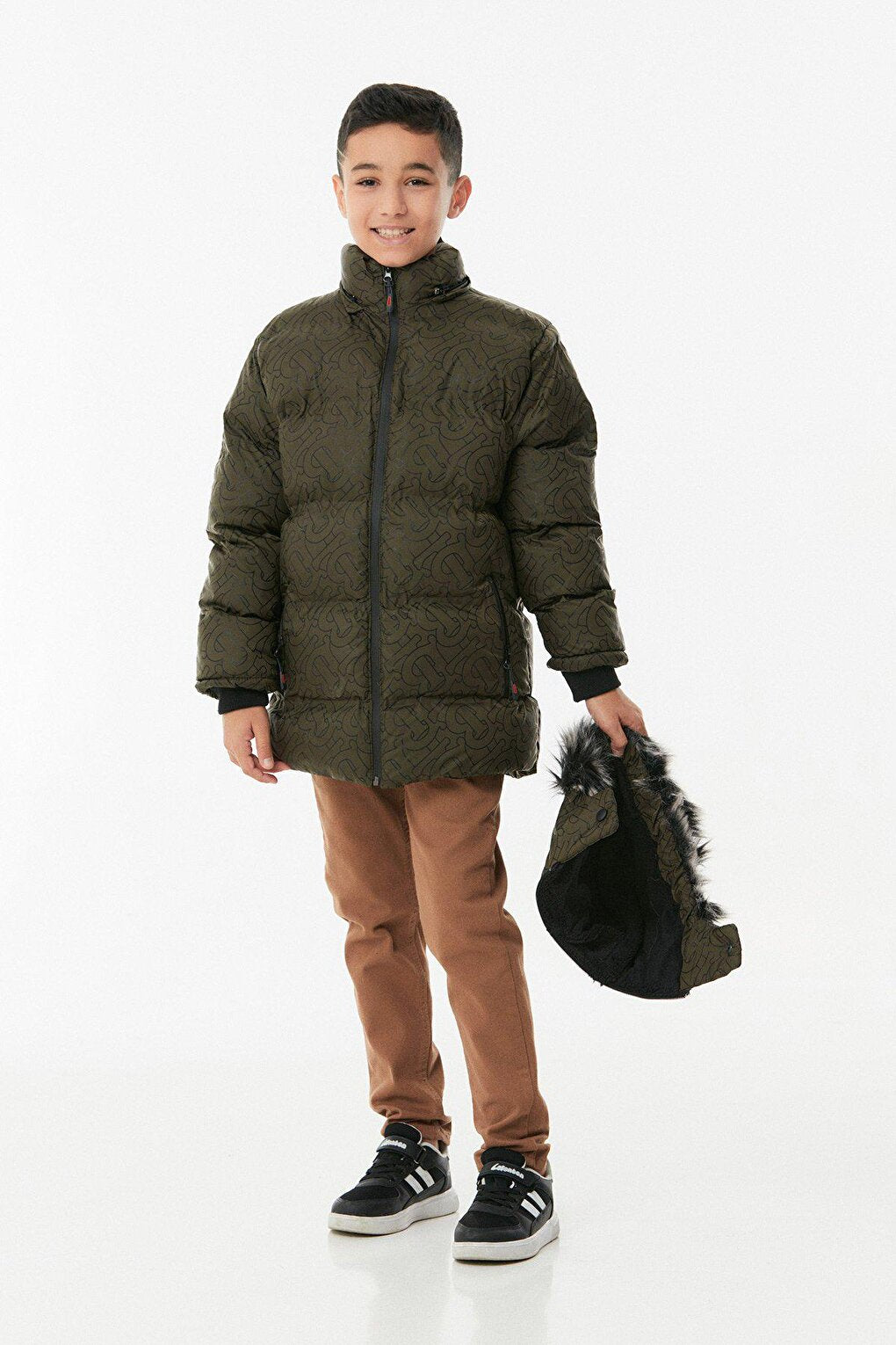 Printed Hooded Unisex Children's Puffer Coat