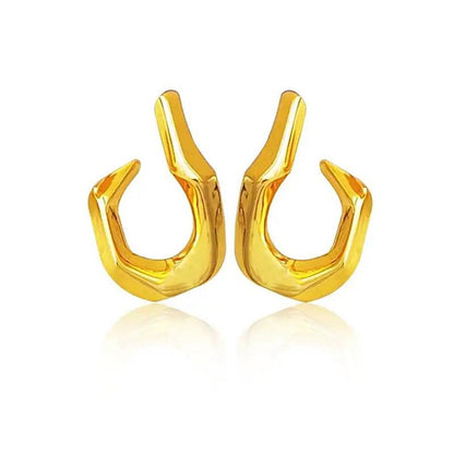 Gold Cornered Comma Earrings