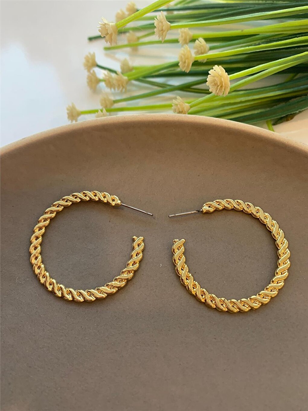 Gold Spiral Big Hoop Earrings