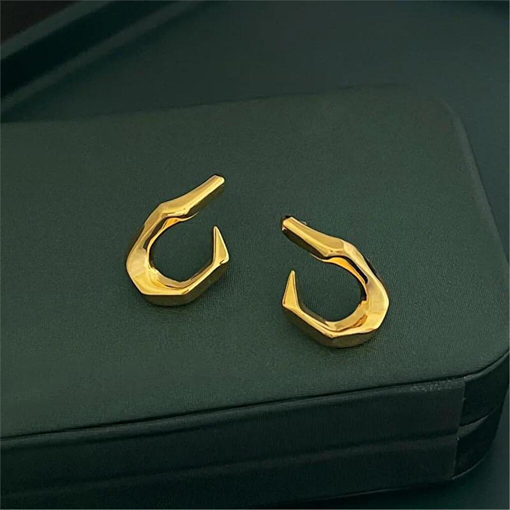 Gold Cornered Comma Earrings