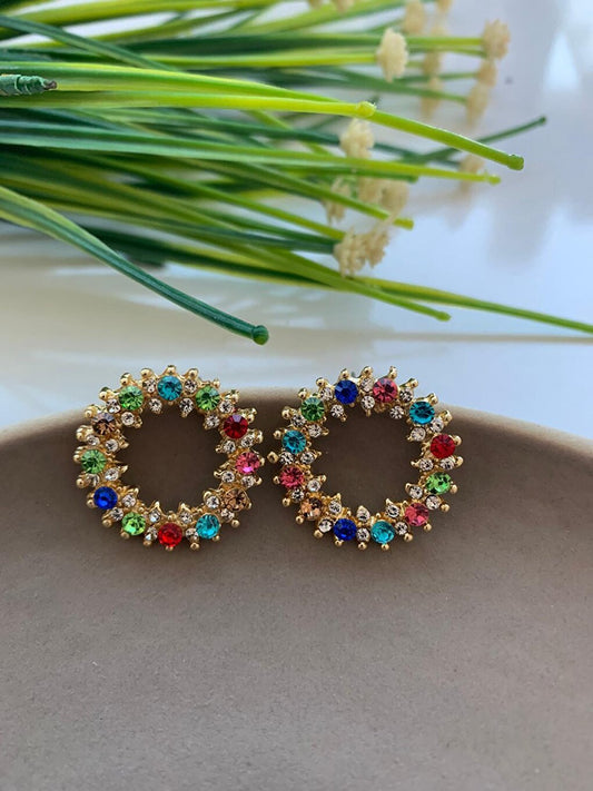 Colorful Crystal Circle Earrings