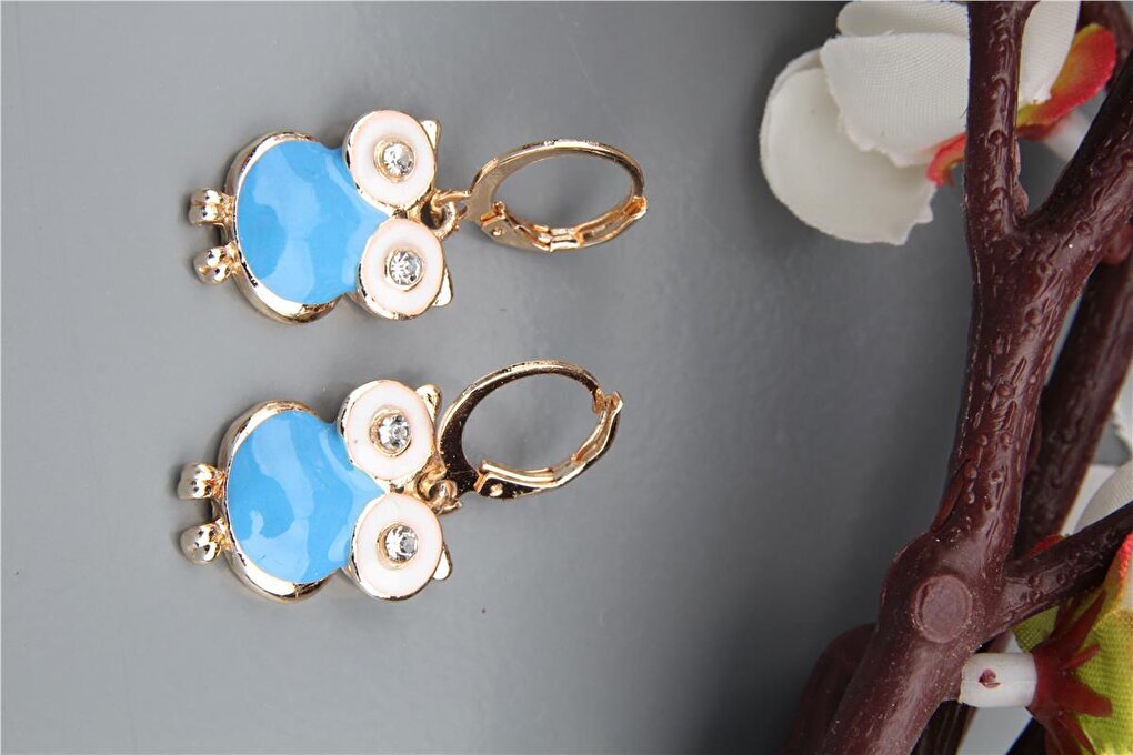 Blue Owl Hoop Earring