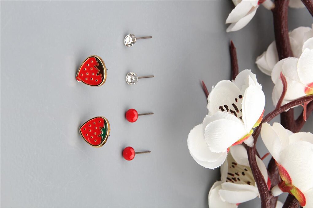 Set of 6 Strawberry Earrings