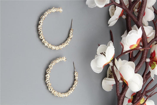 Gold Textured Big Hoop Earrings