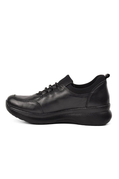 Black Genuine Leather Women's Sneaker Shoes 1901707K