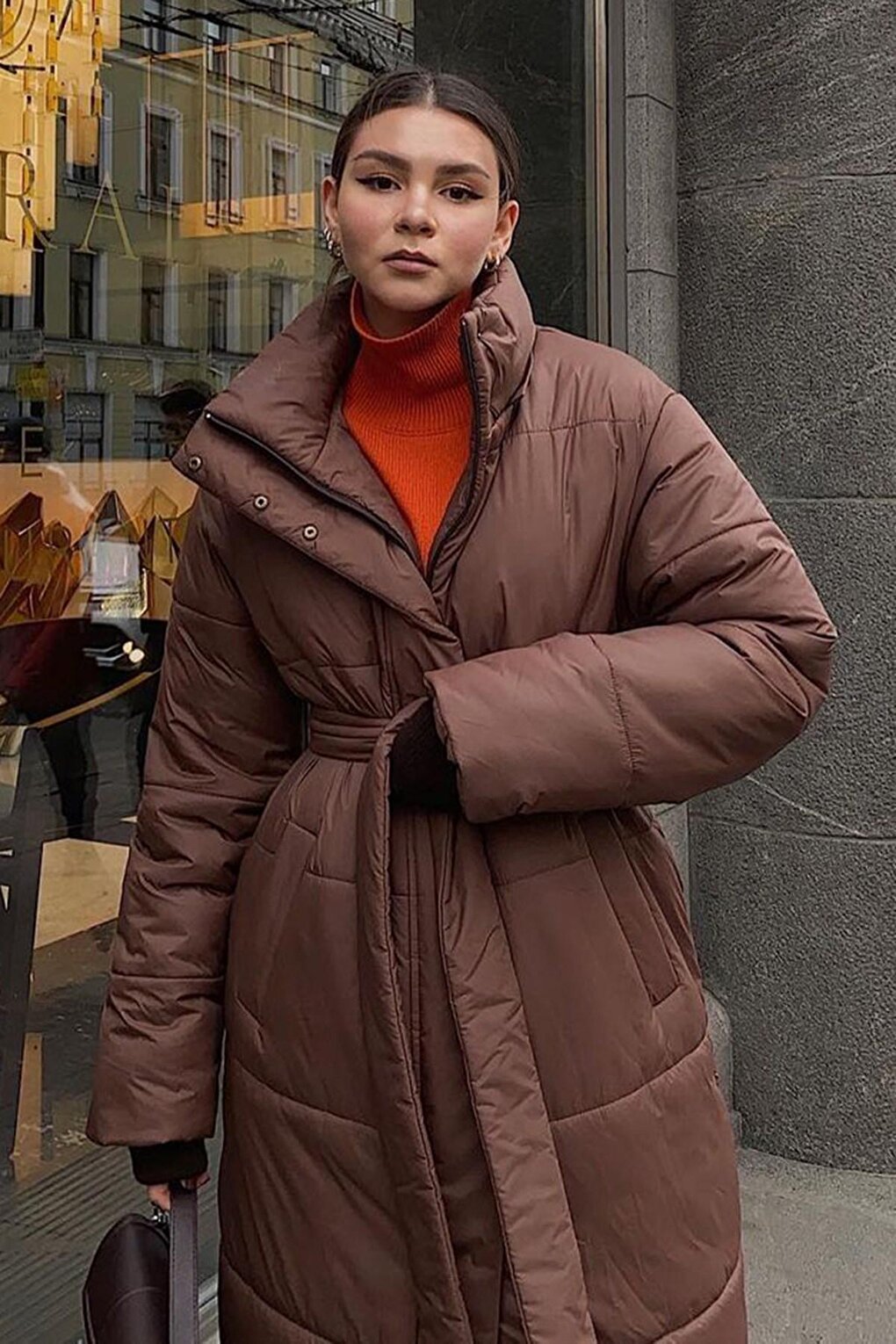 Brown Long Puffer Jacket