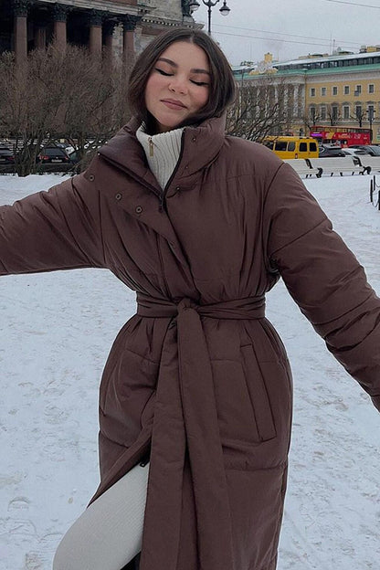 Brown Long Puffer Jacket