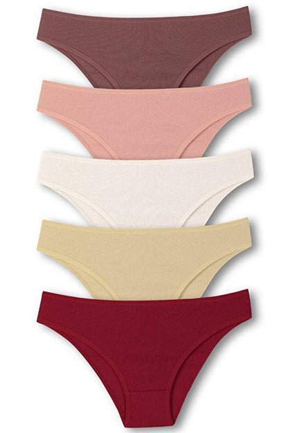 Cotton Ribbed Textured Briefs Women's Panties 5-pack