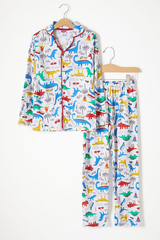 Dinosaur Patterned Boy's Pajama Set 16327