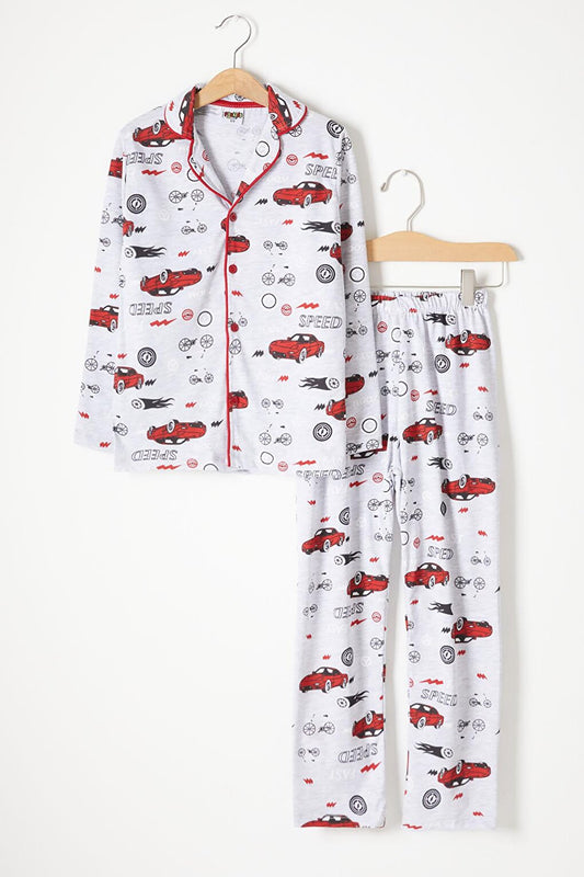 Car Patterned Boy Pajama Set 16328