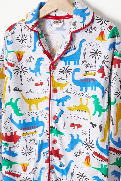 Dinosaur Patterned Boy's Pajama Set 16327