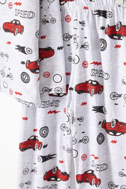 Car Patterned Boy Pajama Set with Eye Patch 16328