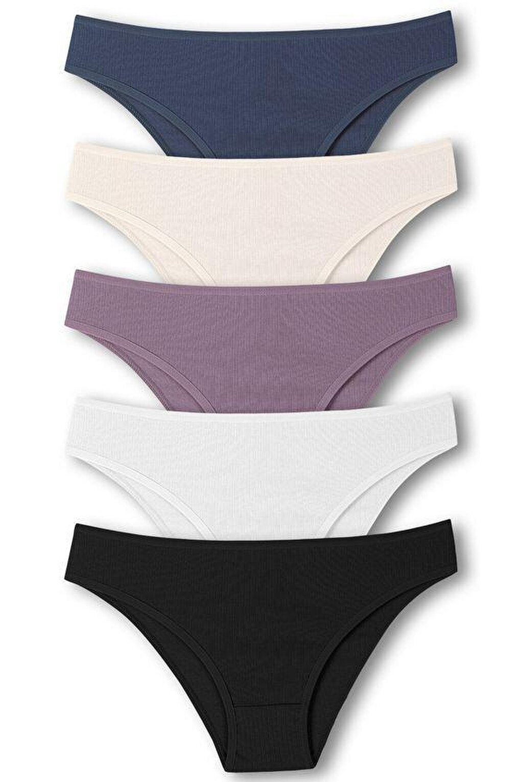 Cotton Ribbed Textured Briefs Women's Panties 5-pack