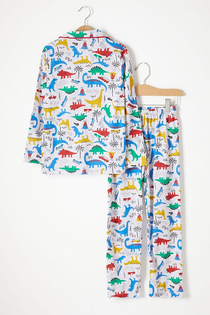 Dinosaur Patterned Boy's Pajama Set 16327