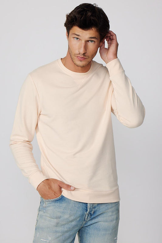 Cotton Crew Neck Basic Ecru Unisex Sweatshirt