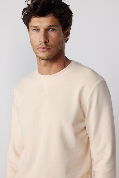 Cotton Crew Neck Basic Ecru Unisex Sweatshirt