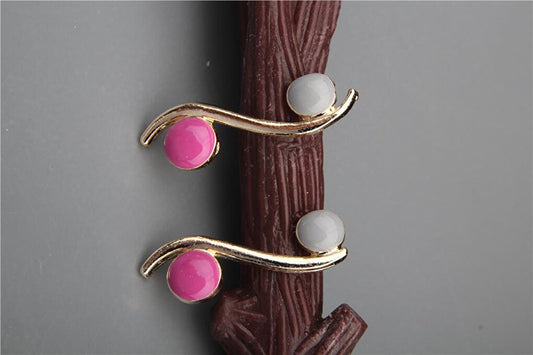 Fuchsia Gray Wave Earrings