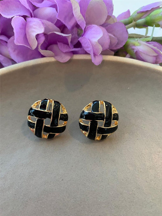 Black Vintage Caged Stud Earring