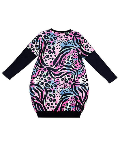 Leopard Patterned Pink Girl's Dress