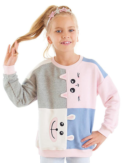 Cat And Teddy Bear Girls Sweatshirt