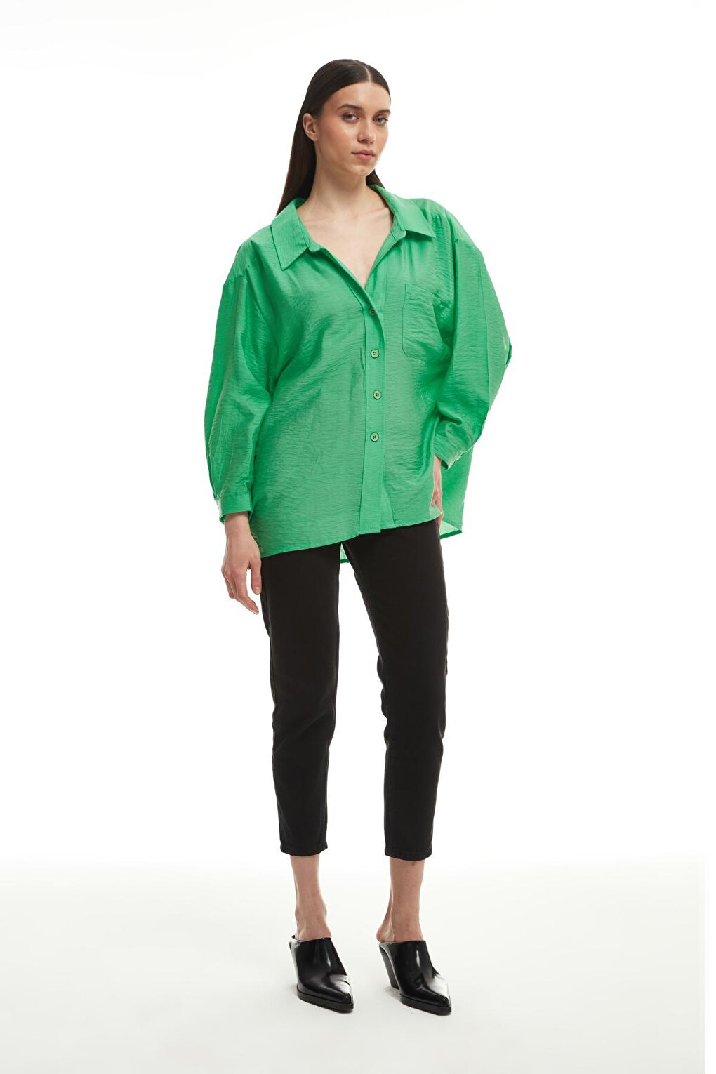 Oversize Button-Up Shirt Apple Mint