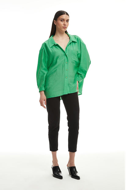 Oversize Button-Up Shirt Apple Mint