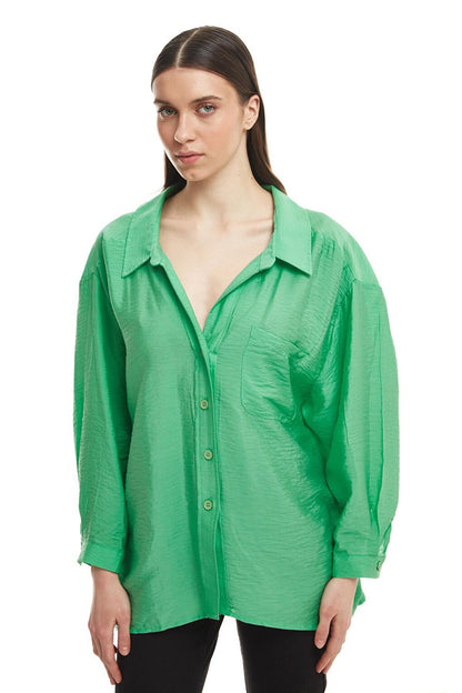 Oversize Button-Up Shirt Apple Mint