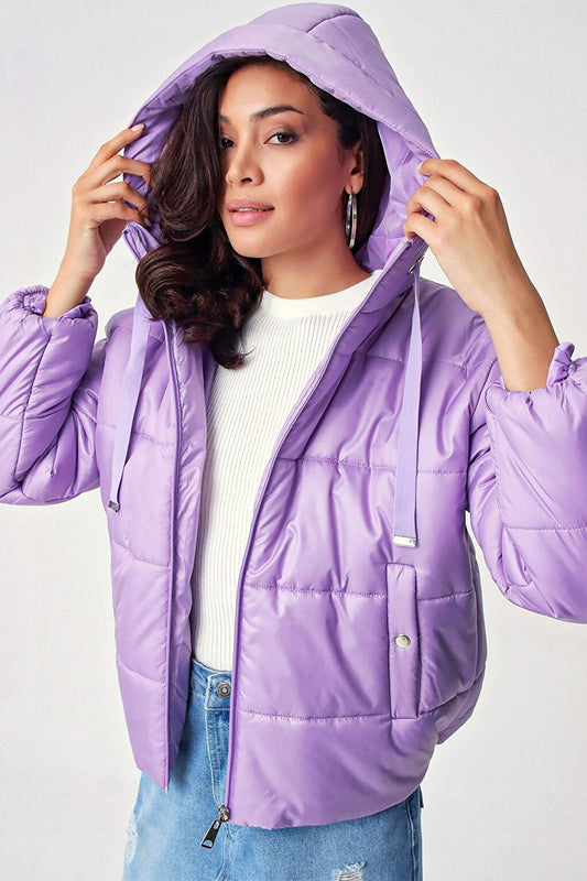 5117 Hooded Puffer Jacket - Lilac