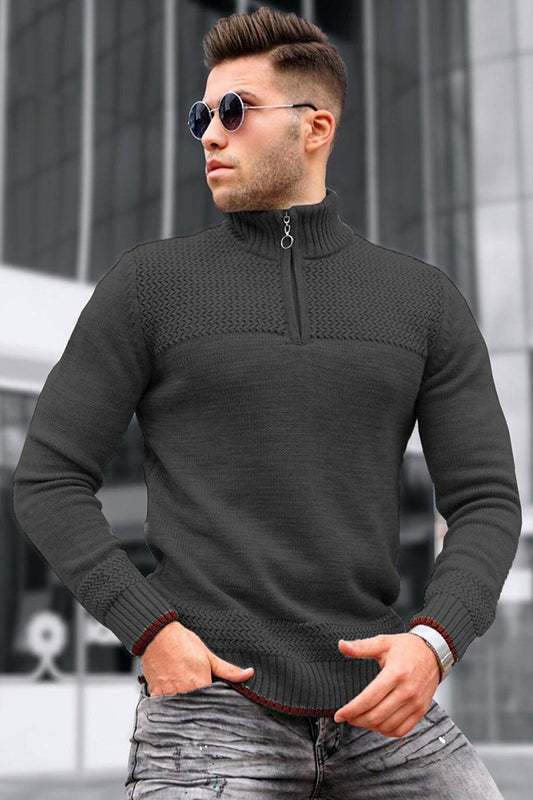 Smoked Zippered Men's Sweater 5613