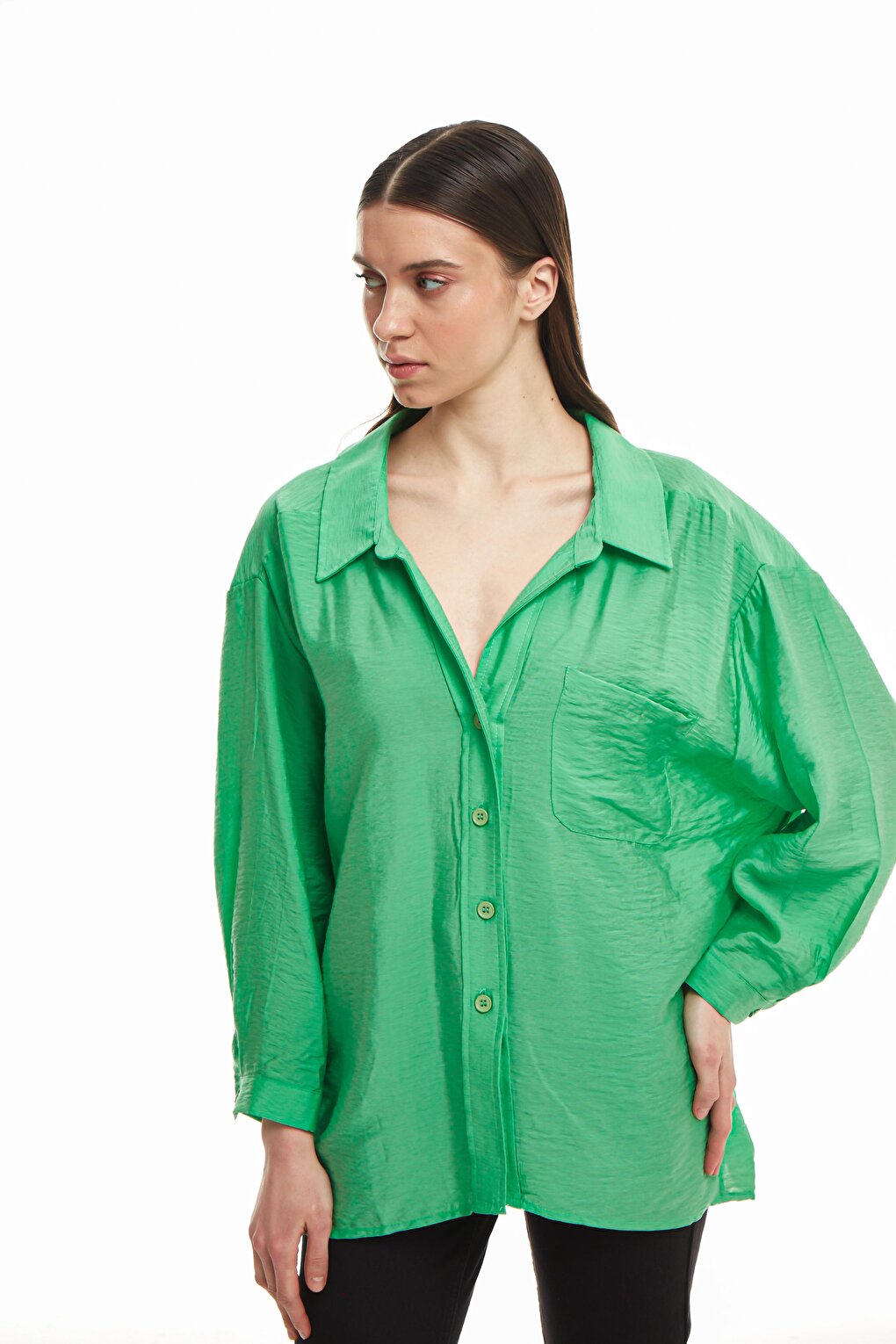 Oversize Button-Up Shirt Apple Mint