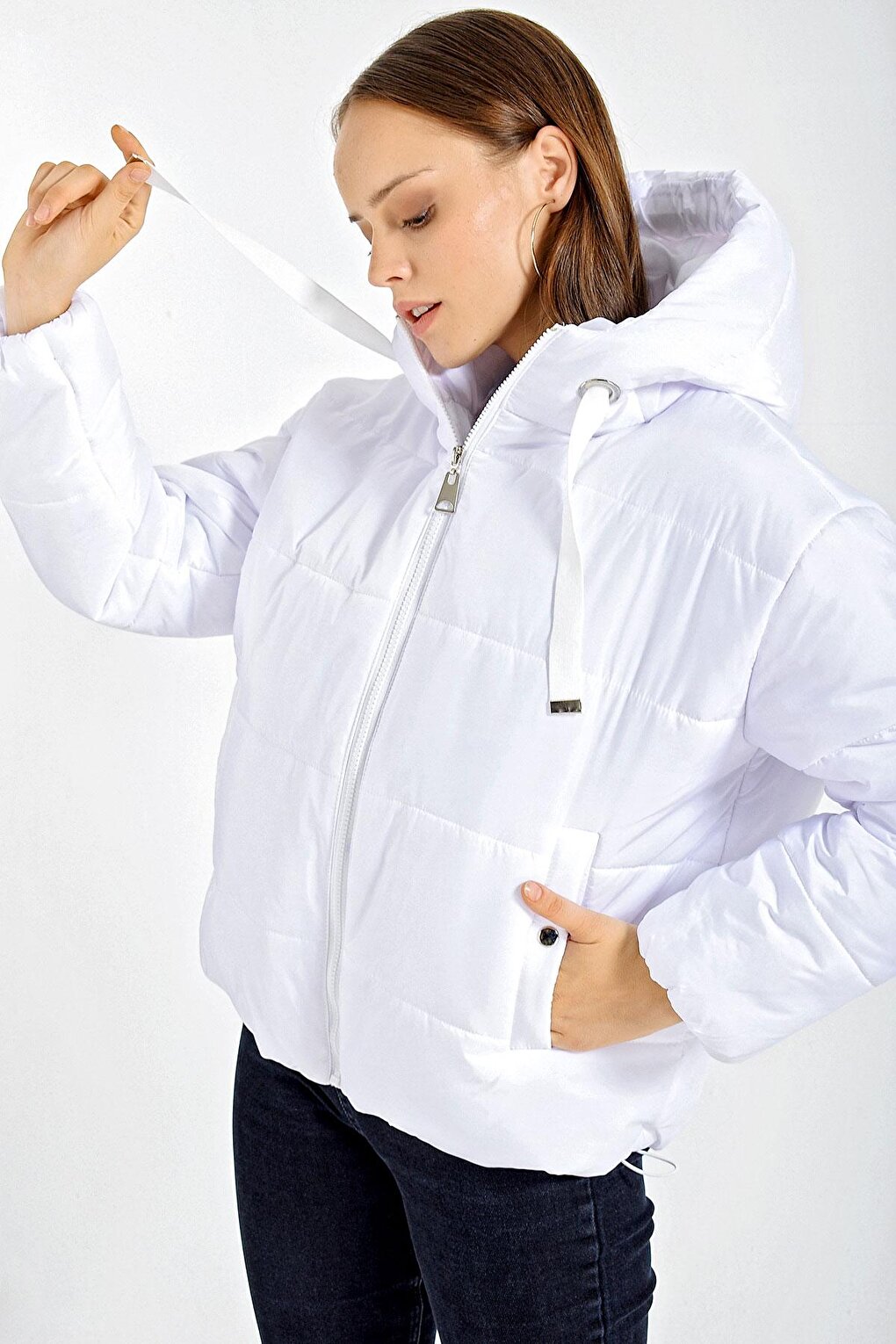 5117 Hooded Puffer Jacket - White