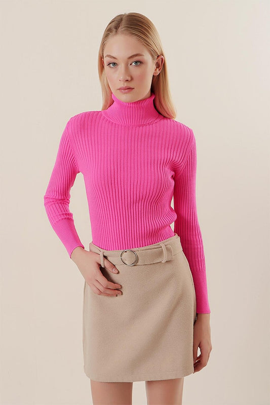 10311 Turtleneck Knitwear Sweater - Fuchsia