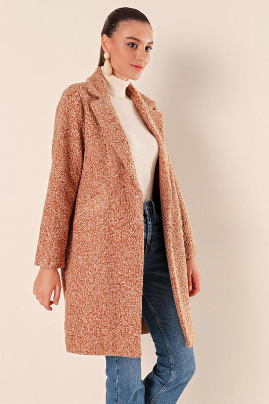 9082 Oversize Kaşe Coat - M. Tan