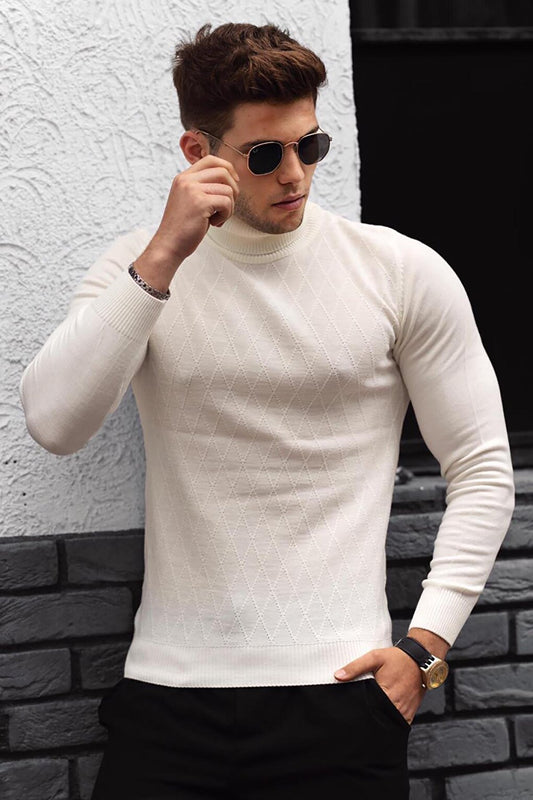 White Turtleneck Sweater 4658