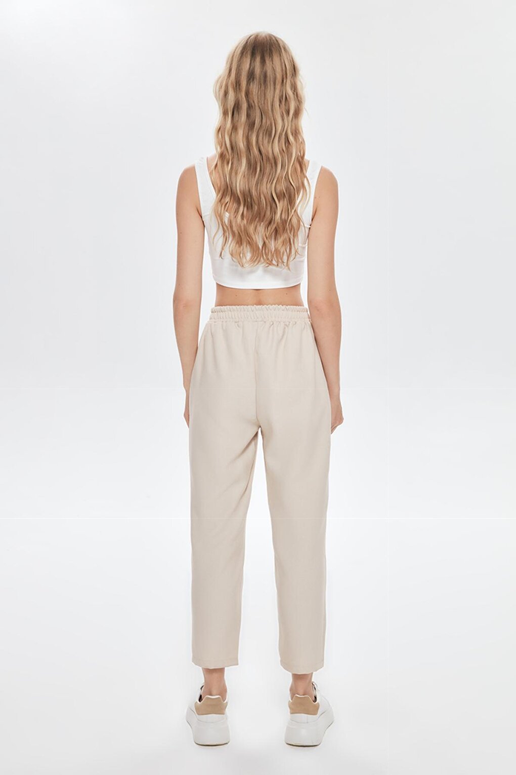 Elastic Waist Jogger Trousers Stone