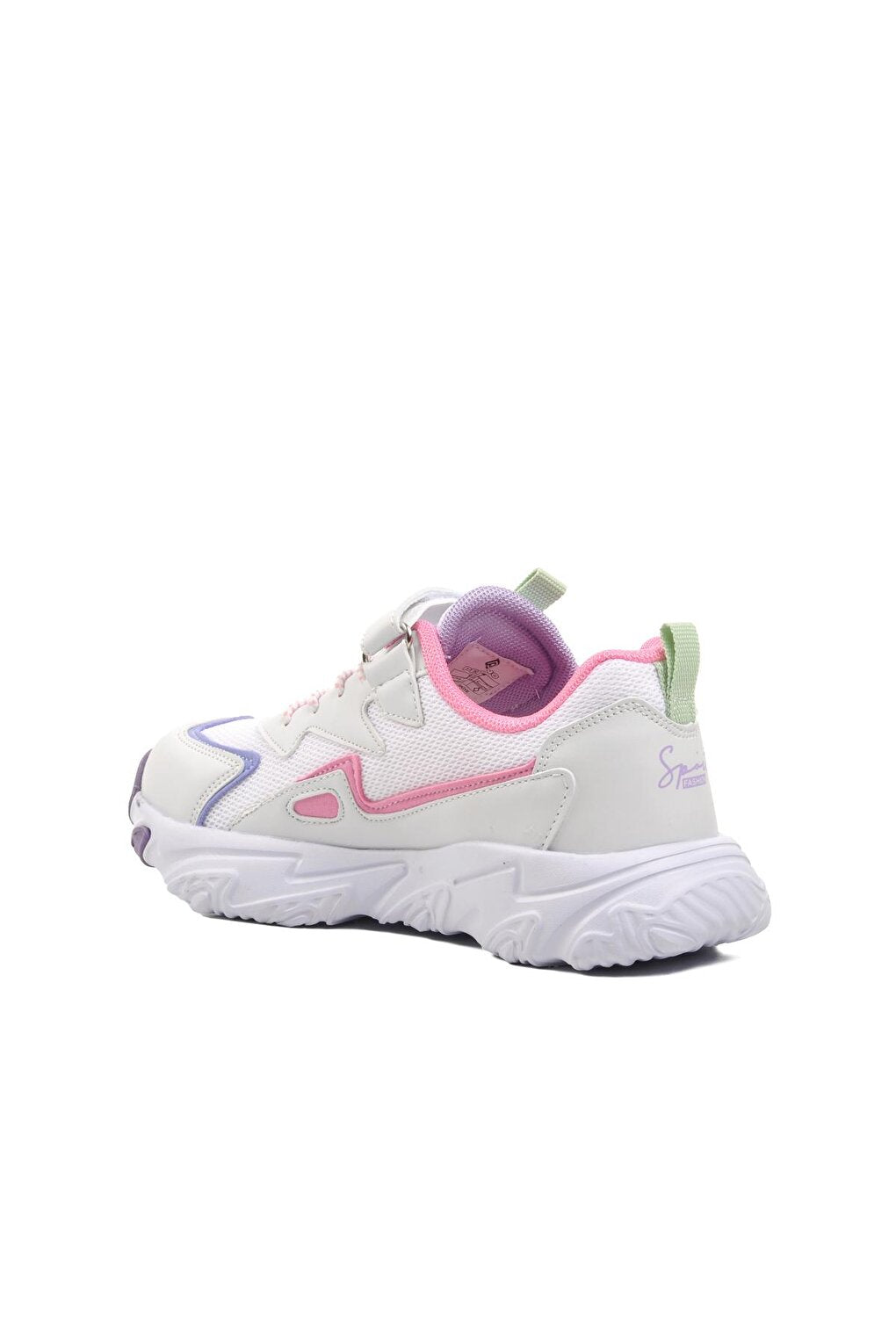 White-Lilac Velcro Kids Sneaker 1417-F