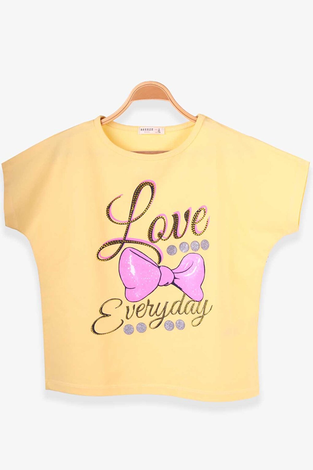 Girl's T-Shirt Ribbon Printed Yellow (Ages 9-14)