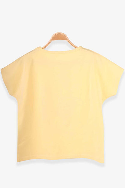 Girl's T-Shirt Ribbon Printed Yellow (Ages 9-14)