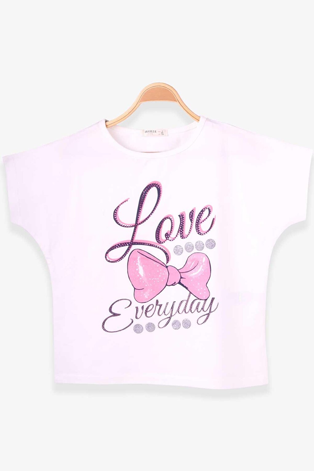 Girls' T-Shirt Ribbon Printed Ecru (Ages 9-14)