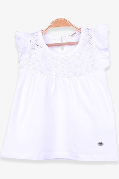 Girl's T-Shirt Lace Ecru (Age 4-6)