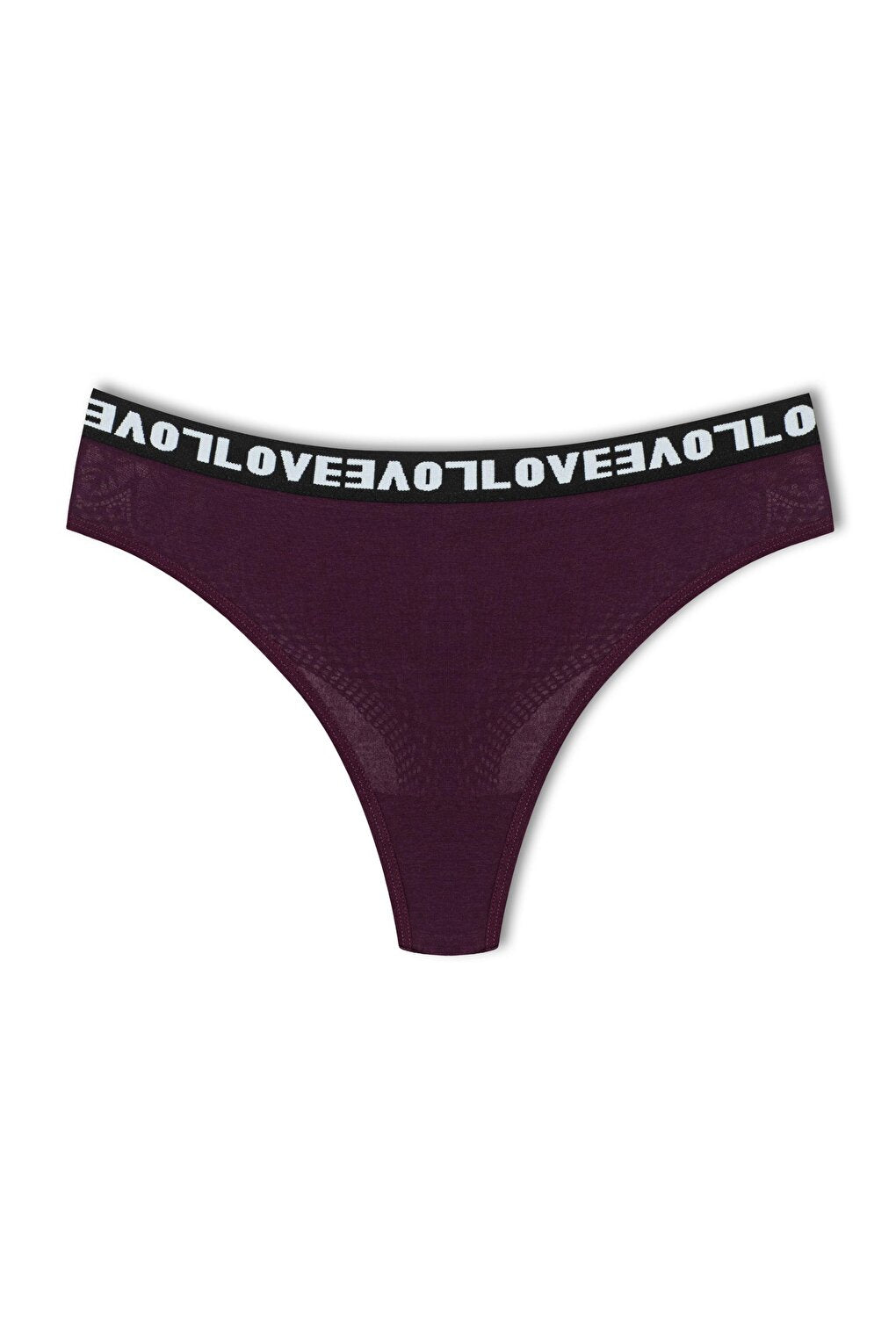 Cotton Lace Back LOVE Rubber Thong Women's Panties