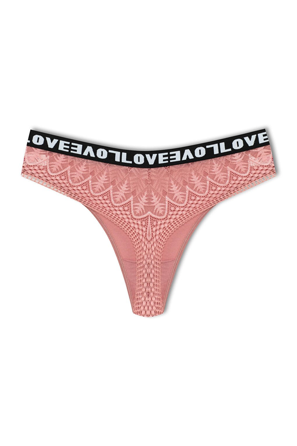 Cotton Lace Back LOVE Rubber Thong Women's Panties