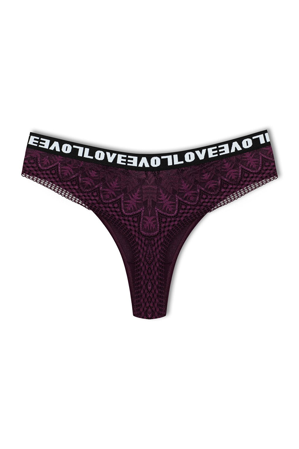 Cotton Lace Back LOVE Rubber Thong Women's Panties