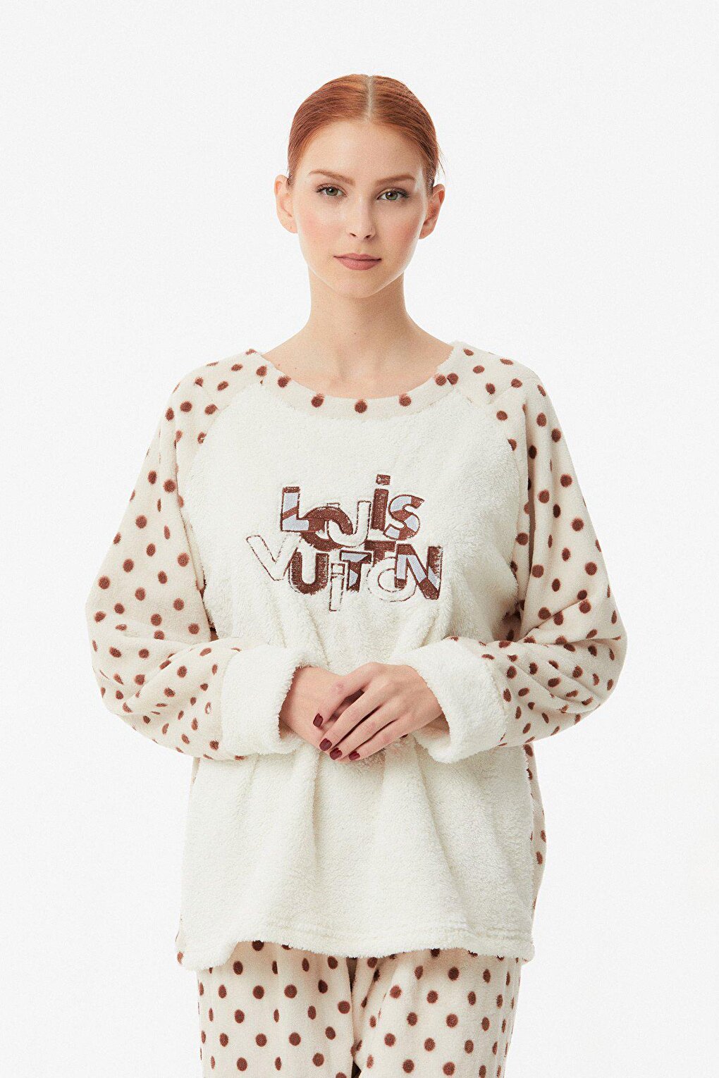 Embroidered Fleece Pajama Set