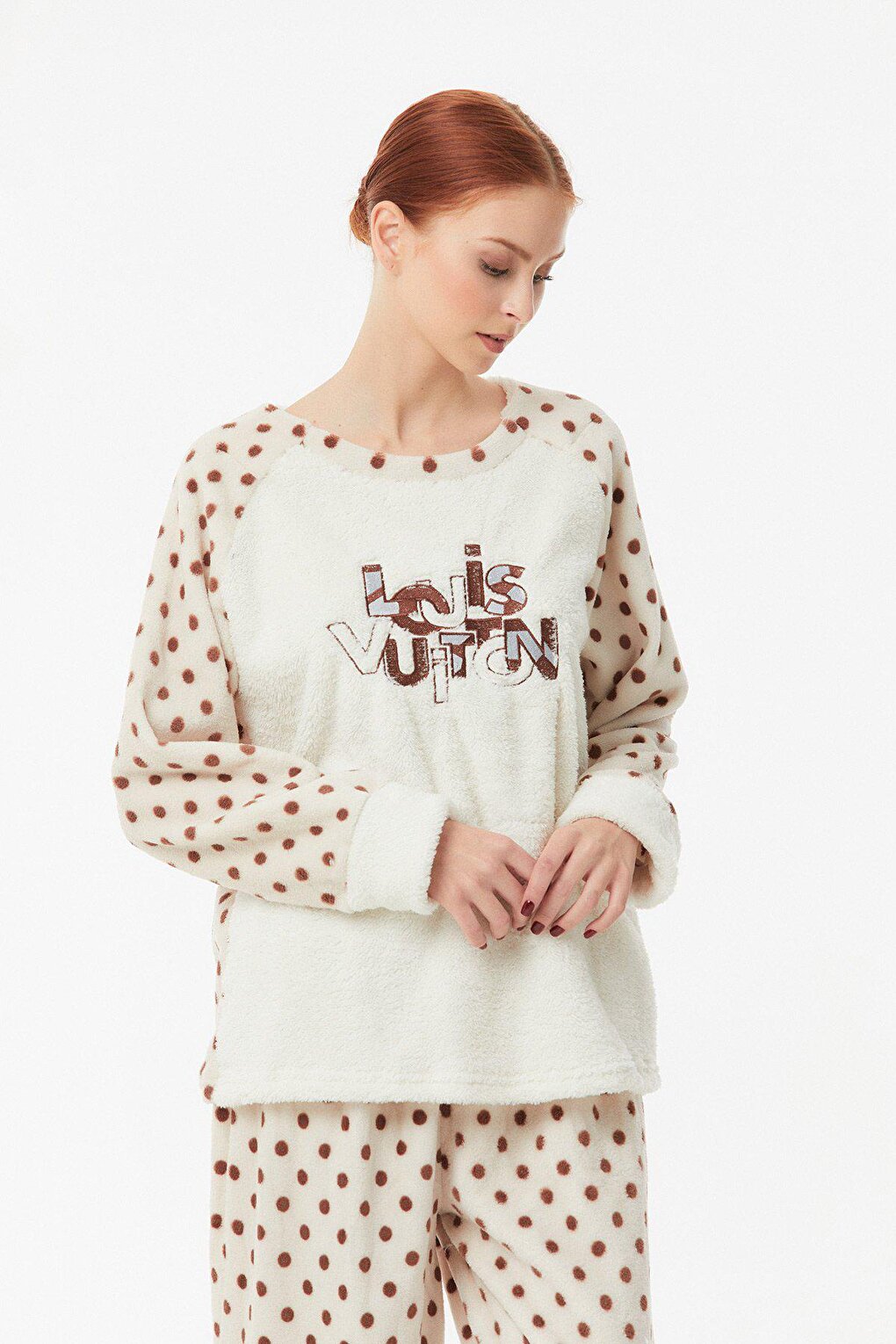 Embroidered Fleece Pajama Set