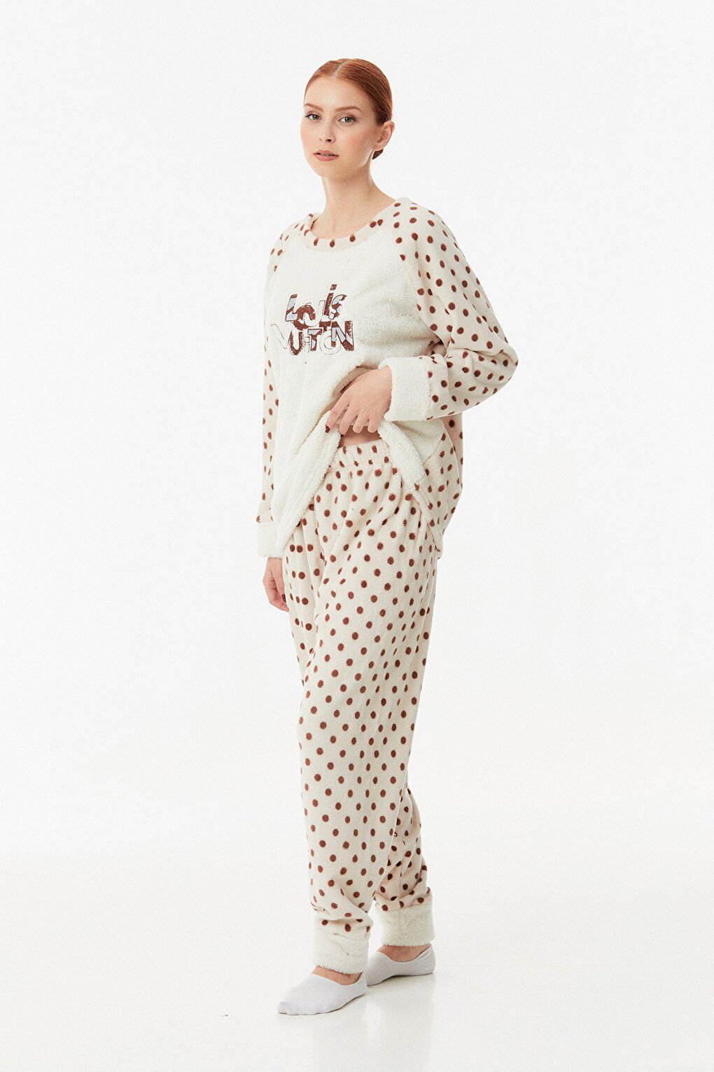 Embroidered Fleece Pajama Set